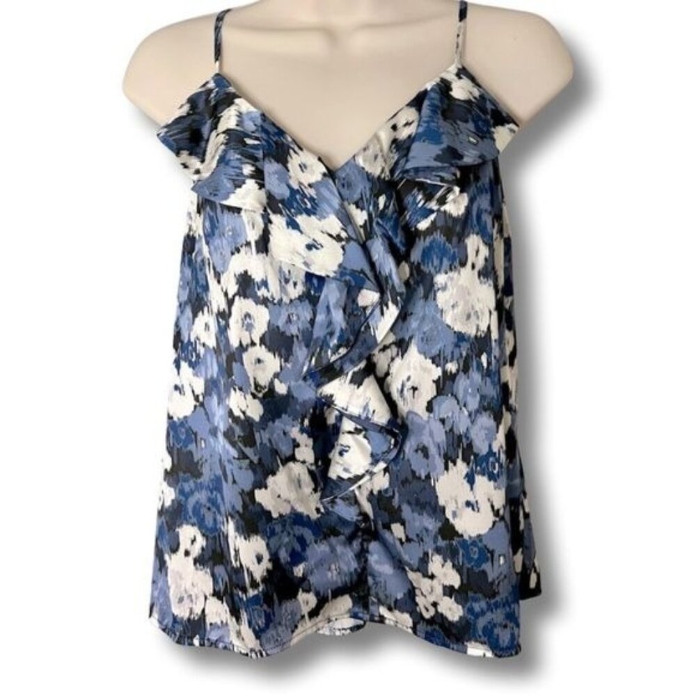 Banana Republic Blue White Floral Ruffle Camisole